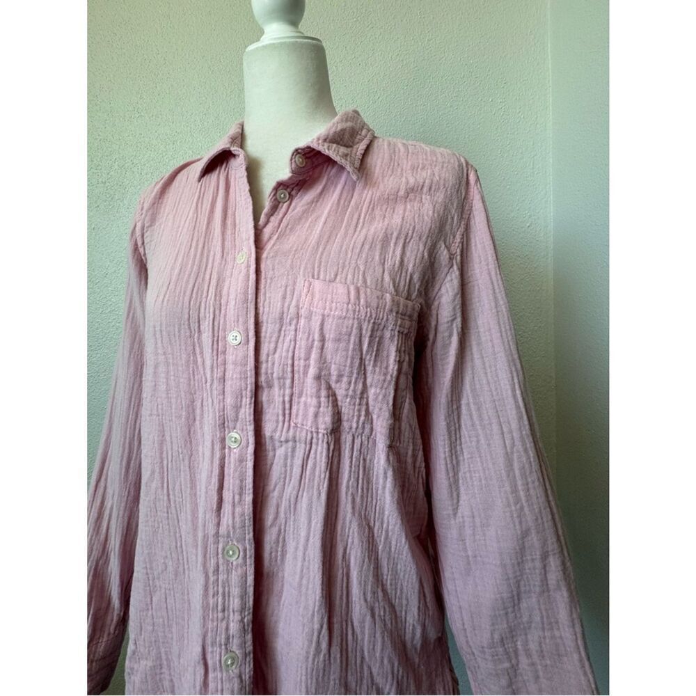 J. Crew Women's Light Pink Crinkled Button-Up Blouse Long Sleeve SZ S - Picture 3 of 12